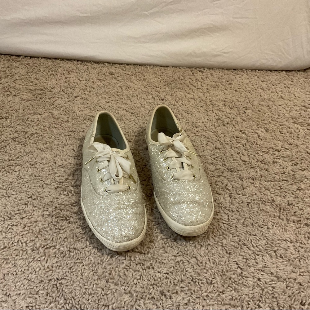 Kate Spade White Glitter Keds